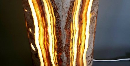 A lamp made from a piece of agate in color image