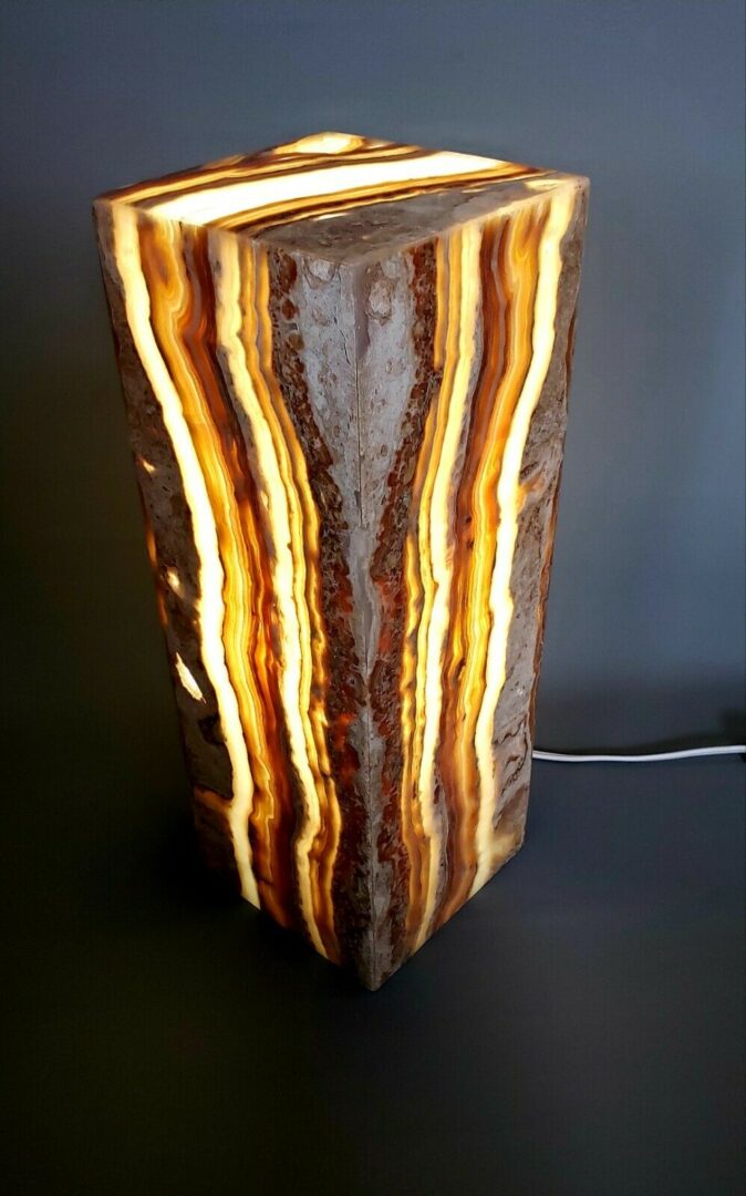 A lamp made from a piece of agate in color image