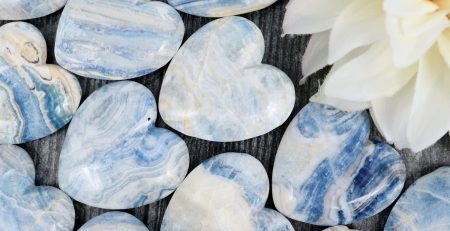 Blue agate heart shaped beads.