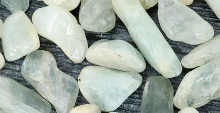 A pile of white stones on a table.