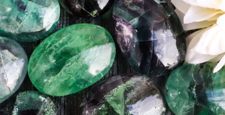 Emerald green amethyst gemstones.