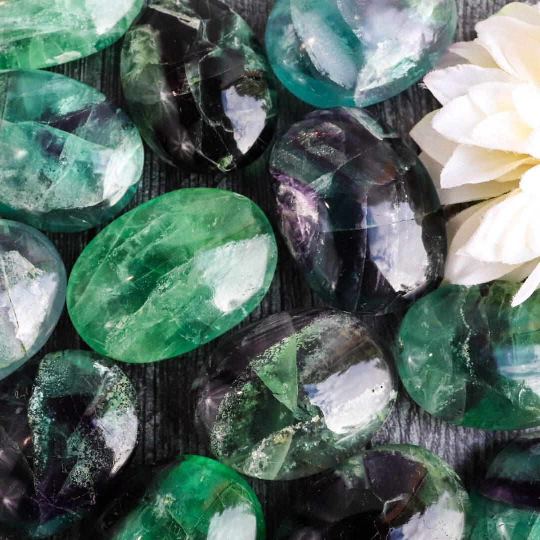 Emerald green amethyst gemstones.