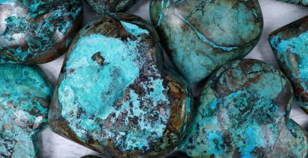 Rough turquoise heart shaped stones.