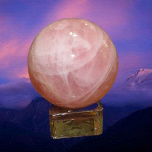 Large Rose Pink Quartz Crystal Ball Inches Around Sphere