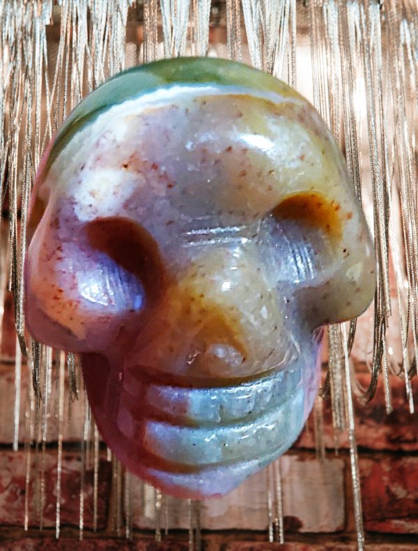 Multicolored agate skull pendant