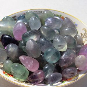 Collection of polished fluorite stones.