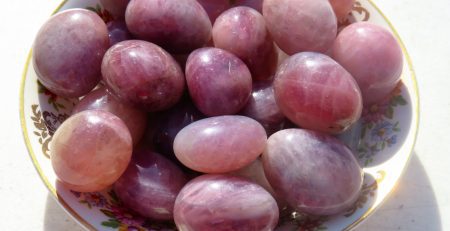 A pile of pink and purple stones.