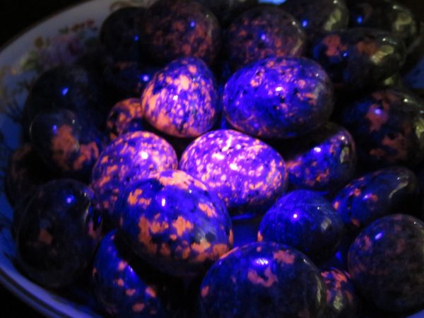 Close-up of blue and purple stones.