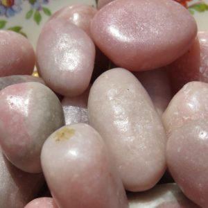 Close-up of pink and white stones.