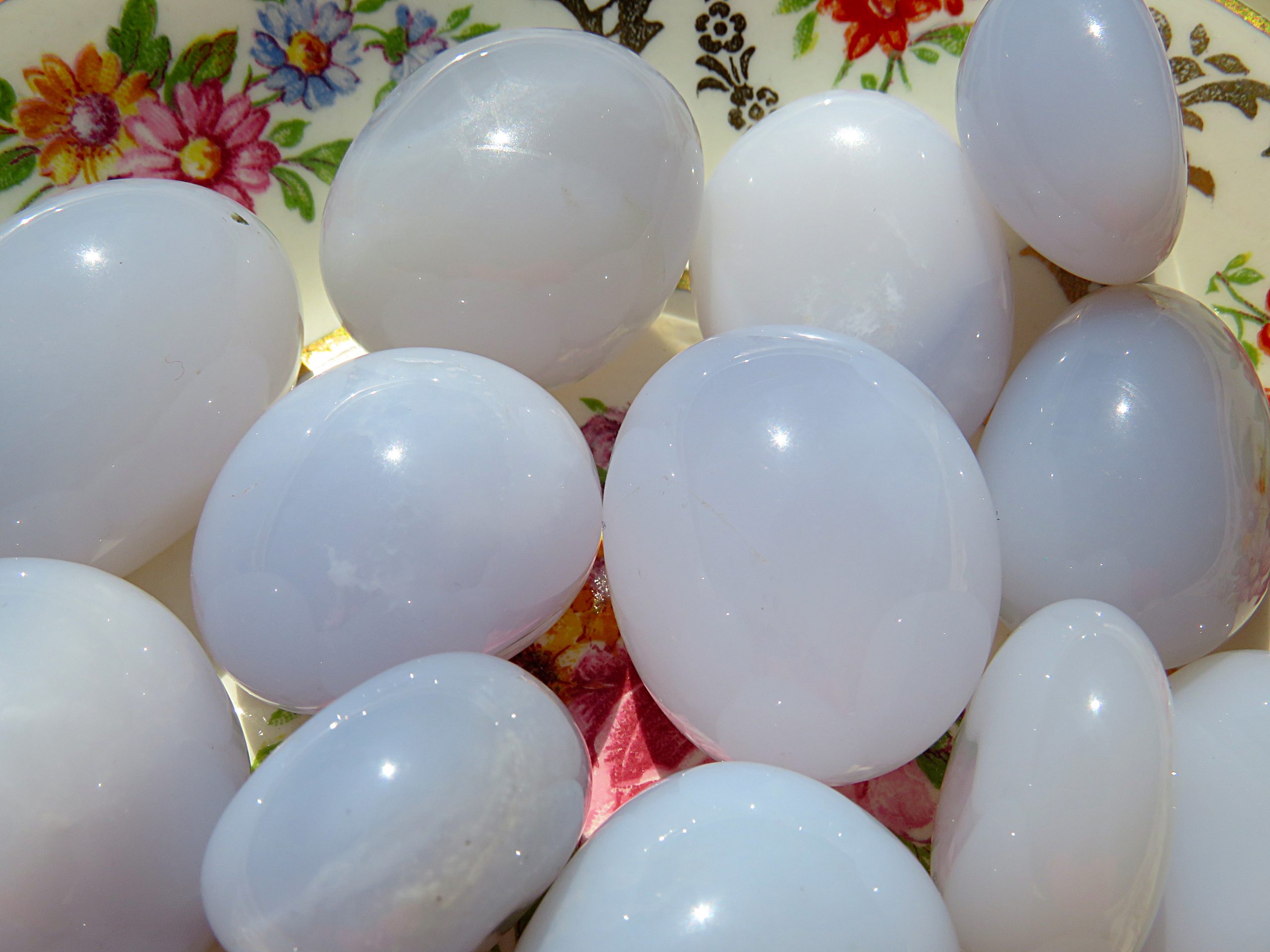 A pile of smooth, white stones.