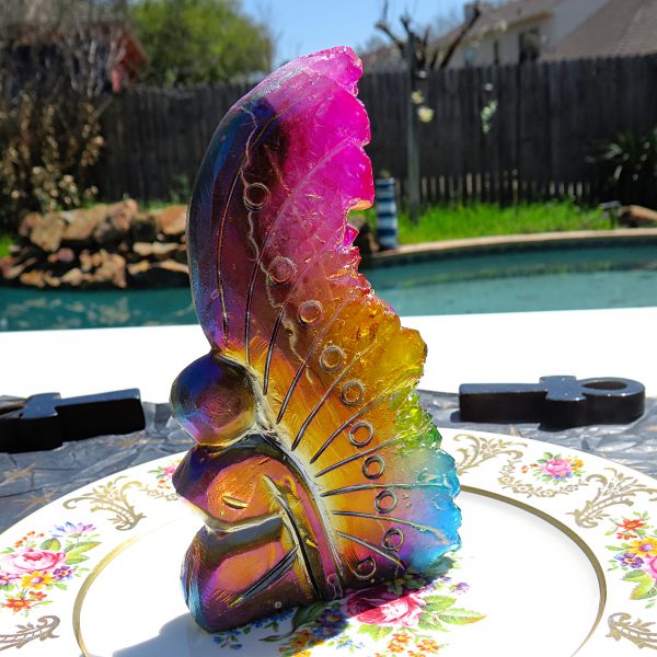 Rainbow iridescent glass butterfly wing