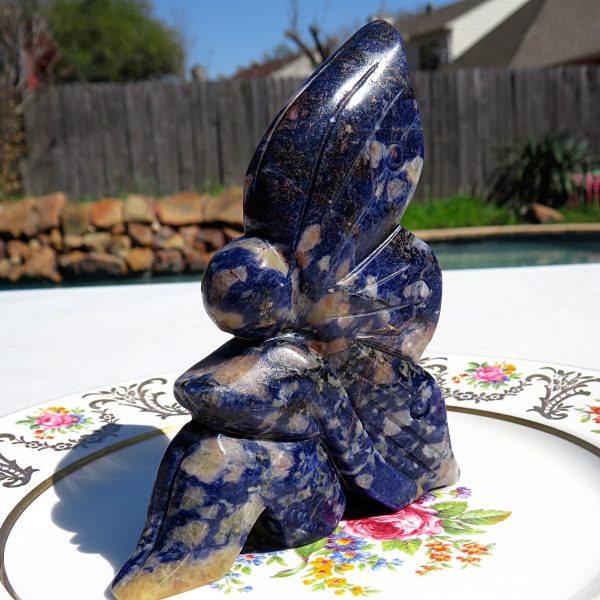 Carved blue lapis lazuli butterfly figurine.