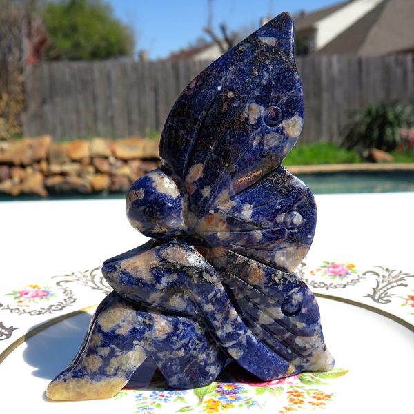 Blue lapis lazuli butterfly sculpture.