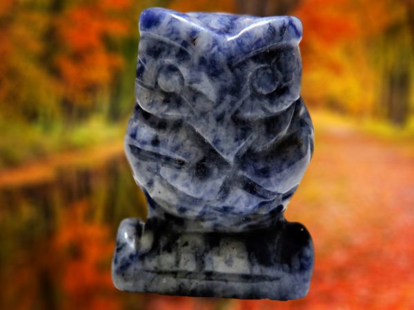 Blue stone carved owl figurine.