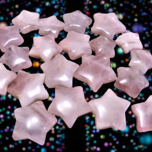 Pink rose quartz star shaped stones.