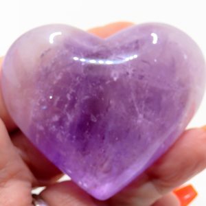 Purple amethyst heart shaped crystal.